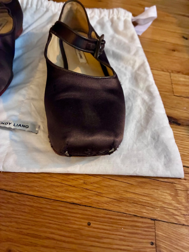 Sandy Liang Brown Satin Mary Jane Flats — image 5 of 5